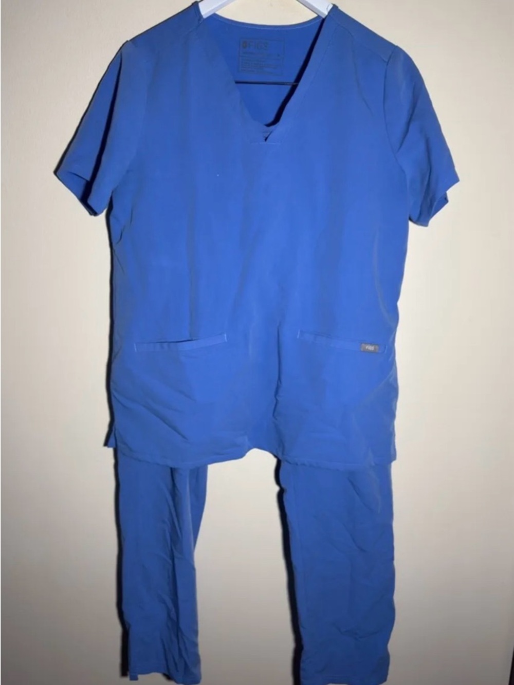 Figs Women's Blue Track Pants & V-Neck Scrub Top